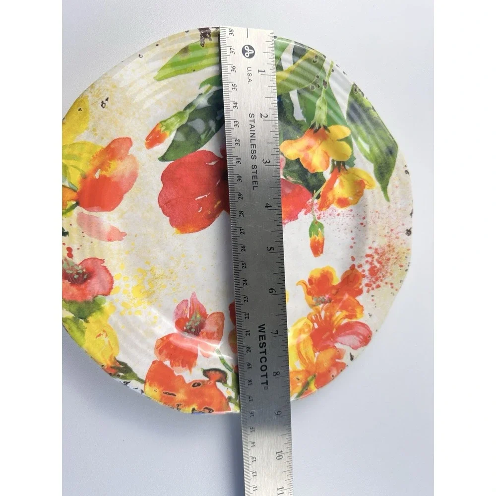 Pier 1 Tropical Hibiscus Melamine Lunch or Salad Plates Set 4 8.75